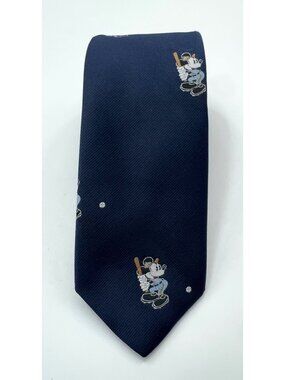 Vintage Disney Cervantes Navy Tie With Mickey Mouse Baseball Theme 100% Polyeste